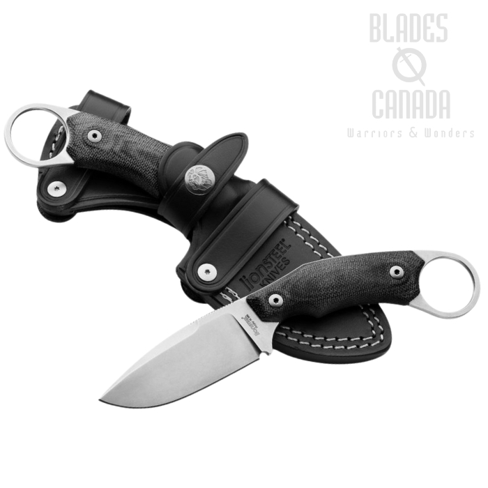 Lion Steel H2GBK Drop Point M390 Fixed Blade, G10 Black, Leather Sheath H2 GBK